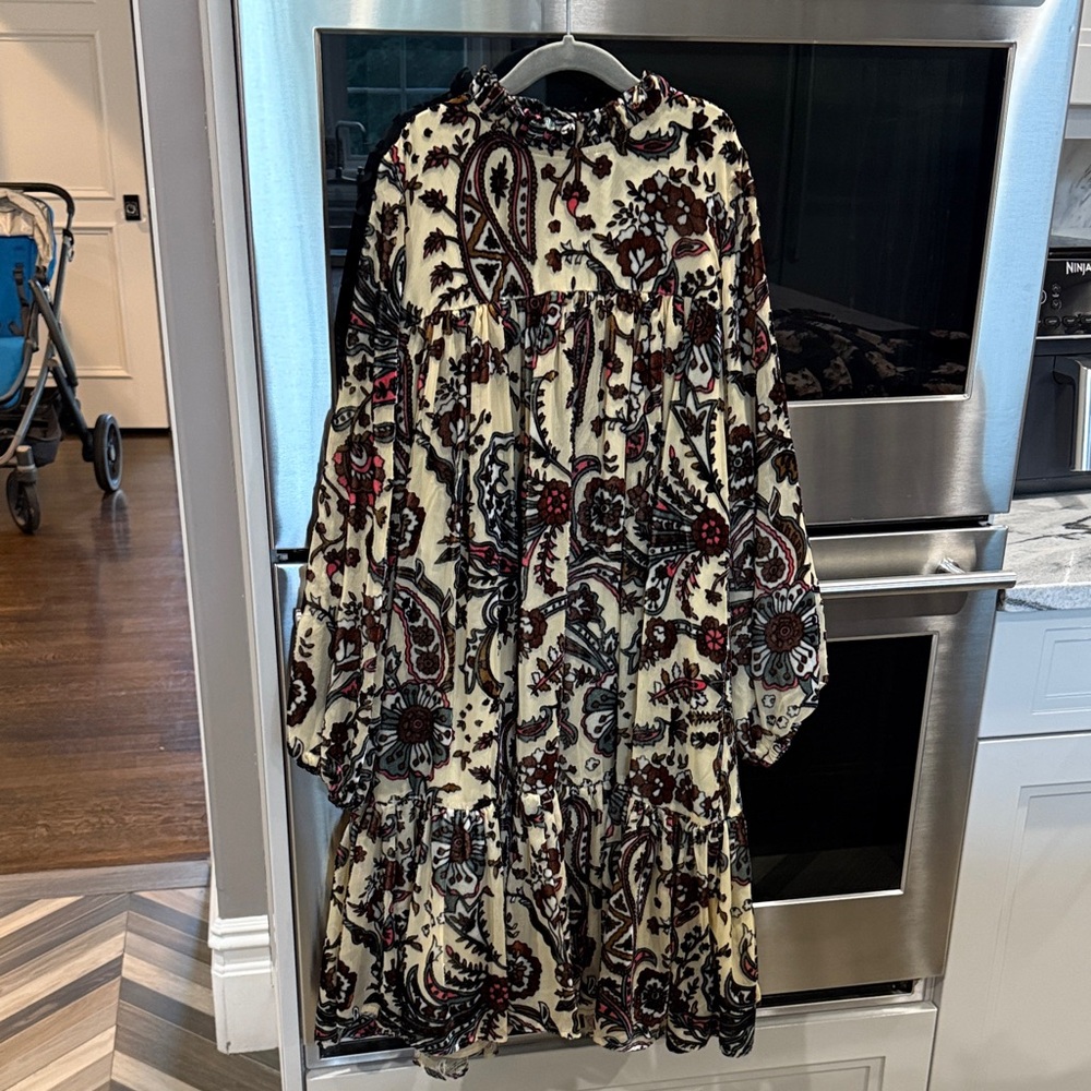 Christina Rohde Floral velvet Patterned Long Sleeve Dress. Worn once.